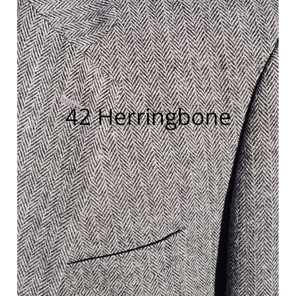 NEW 42 Herringbone Sport Coat Wool/Poly Jacket Black DARK GRAY Prep Business men